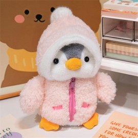 champracer Penguin Plush Toy 25 cm Kawaii Cuddly Toy Penguin with Hat for Girls, Boys & Babies Stuffed Toy Cuddly Toy for Cuddling & Playing Plushie Plush Penguin (Pink Penguin)