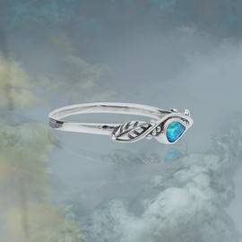 Blue Opal Gemstone 925 Sterling Silver Mood Ring Solitaire Feeling for Women and Girls (58 (18.46))