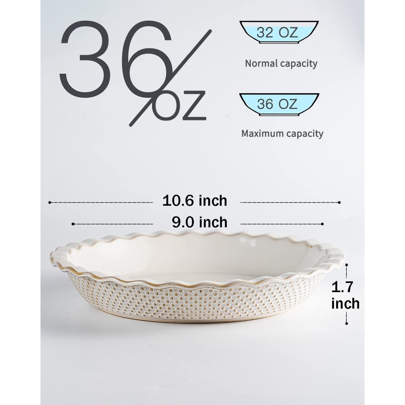 getstar Ceramic Pie Pan, 9 inch Pie Dish for Baking,