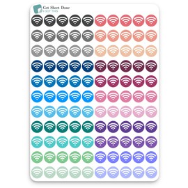 Wifi Icon Planner Sticker/110 Icon Dot Vinyl Stickers (1/3”)/ Pay Internet Bills Budget Allowance Finance/Essential Productivity Life Planner/Bujo Bullet Journaling/Todo Appointments (1 Sheet, Multi)