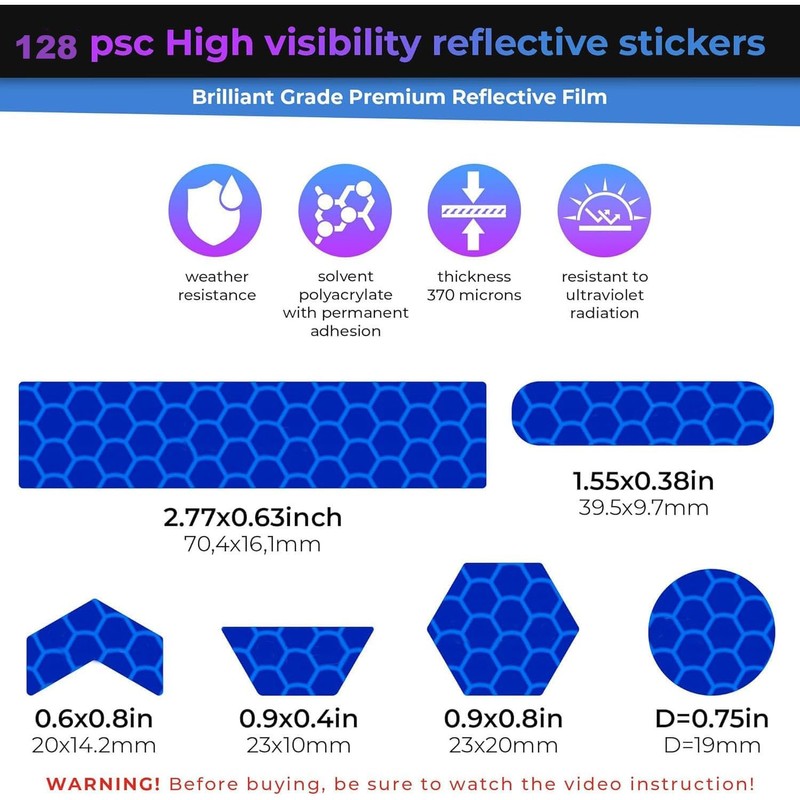 BacJueSin Bicycle Reflector Sticker Set, Reflector Sticker for Bicycle, Reflectors