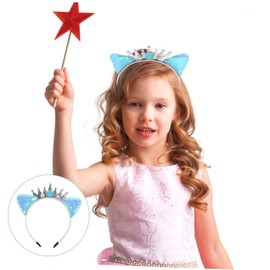FOMIYES Cat Ears Headband Cat Ear Headband Glitter Sequin Animal Ears Headband Wedding Bridal Tiara Headband Hair Hoop with Lace and Pearl Pendant for Women Girls