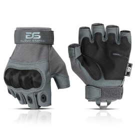 Glove Station The Fingerless Tactical - Guantes de Goma para Nudillos para Hombre, Deportes al Aire última intervensión, Entrenamiento, Motociclismo, Gris, Talla S, 1 par