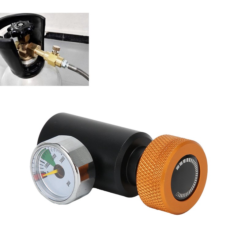 CO2 Refill Adapter Connector Valve ASA with 3000psi Pressure Gauge