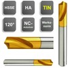 HSSE NC Drill Bit, 120°, TIN Coating, Diameter 3/4/5/6/8/10/12 mm,
