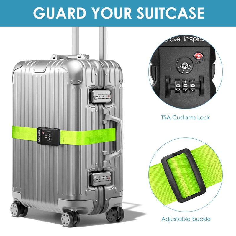Travel Inspira Luggage Straps with TSA Combination Lock - Adjustable,