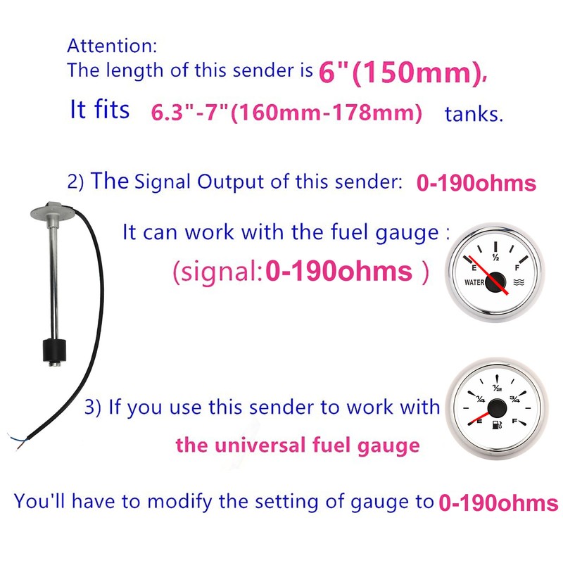 9in Fuel Water Level Sensor Fuel Tank Sending Unit Sender