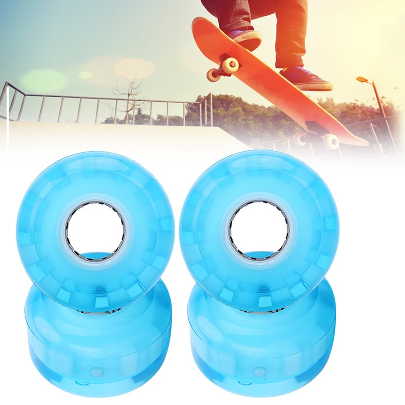4PCs Set High Elastic PU Skateboard Flashing Wheel 52mm Professional