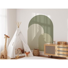 Coloritto Olive Green Modern Arch Wall Decal | Peel and Stick Arch Wall Sticker | Removable Self Adhesive Boho Mural | Headboard Sticker (48" W x 72" H)