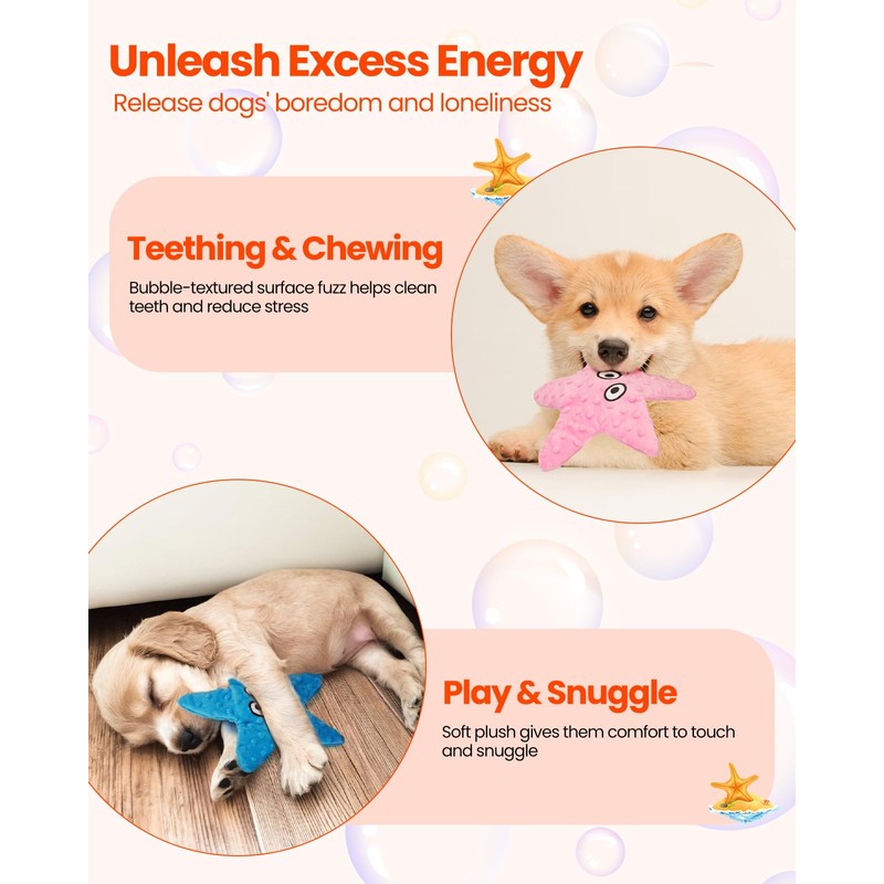 HGB Squeaky Dog Toys, No Stuffing Crinkle Dog Toys for