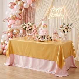Gold Tablecloth 2Pack 60x102 Inch,Rectangle Metallic Gold Table Cover