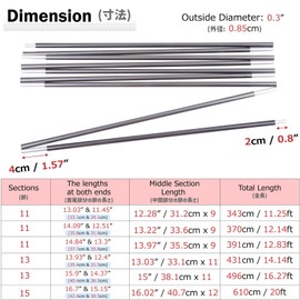 Azarxis Aluminum Rod Tent Pole Replacement Camping Accessories, Multifunction Lightweight Tent Poles Repair Kit, 7001 Series Aircraft-Grade Aluminum - 2 Poles (14'2" (431cm))