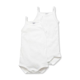 Petit Bateau Baby Girl's 2 Pack CAMI Onesie Duo Style 15086 Sizes NB-36/M (Size 36 Month Style 15086 Girls) White