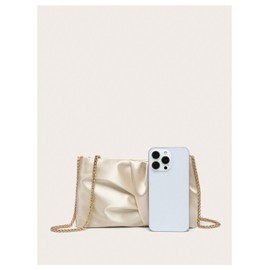 QWINEE Women's Satin Purse Ruched Evening Clutch Handbags Formal Party Handbag Wedding Bags Champagne One-Size