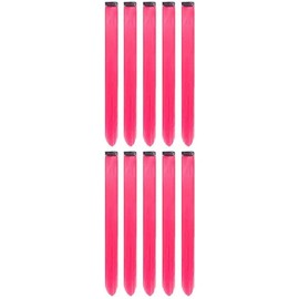 Hair Extensions Clip in,22 Inch Colored Hair Extensions Straight Hairpiece,Multi-colors Party Rainbow Long Straight Colored Long Synthetic Hair Extensions for Women Girls (10 PCS Hot Pink)