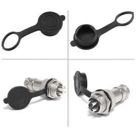 DGZZI GX16 Cap Lid 4PCS Black GX16 Aviation Connector Plug Cover Waterproof Dust Plastic Cap Circular Protective Sleeve