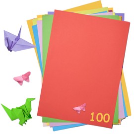 100 Sheets of A4 Premium Colored Paper, 5 Types of Colorful Origami, Posters, scrapbooks, Perfect for Art Crafts, Office and Stationery, Kindergarten Art DIY