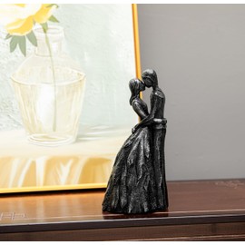 Prettidecor Kissing Lovers Statue Abstract Sculpture Resin Statues for Home Decor Modern Home Office Desktop Shelf Bookshelf Decor Wedding