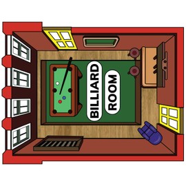 Vinyl Wall Decal: Billiard Room Clue Board Game - 28" x 28" Room Recreal Room 9 Ball 8 Ball Pool Snooker Room Bedroom Home Sticker Décor