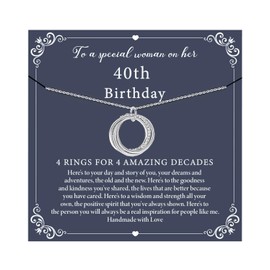 40th Birthday Gifts for Women, 925 Sterling Silver Necklace, Idea for Mom, Wife, Daughter, Sister