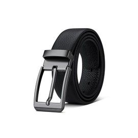 VANNANBA Mens Belts Leather Genuine with Single Prong Buckle Black for Casual Business