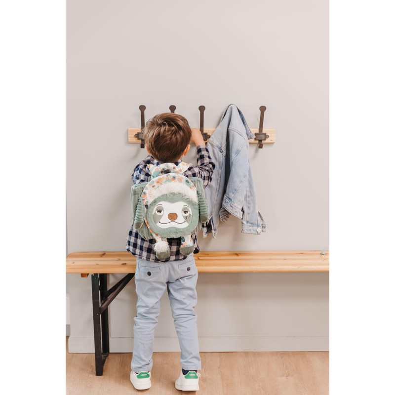 Les Déglingos Unisex Baby Chillos The Sloth Velvet Backpack, Green,