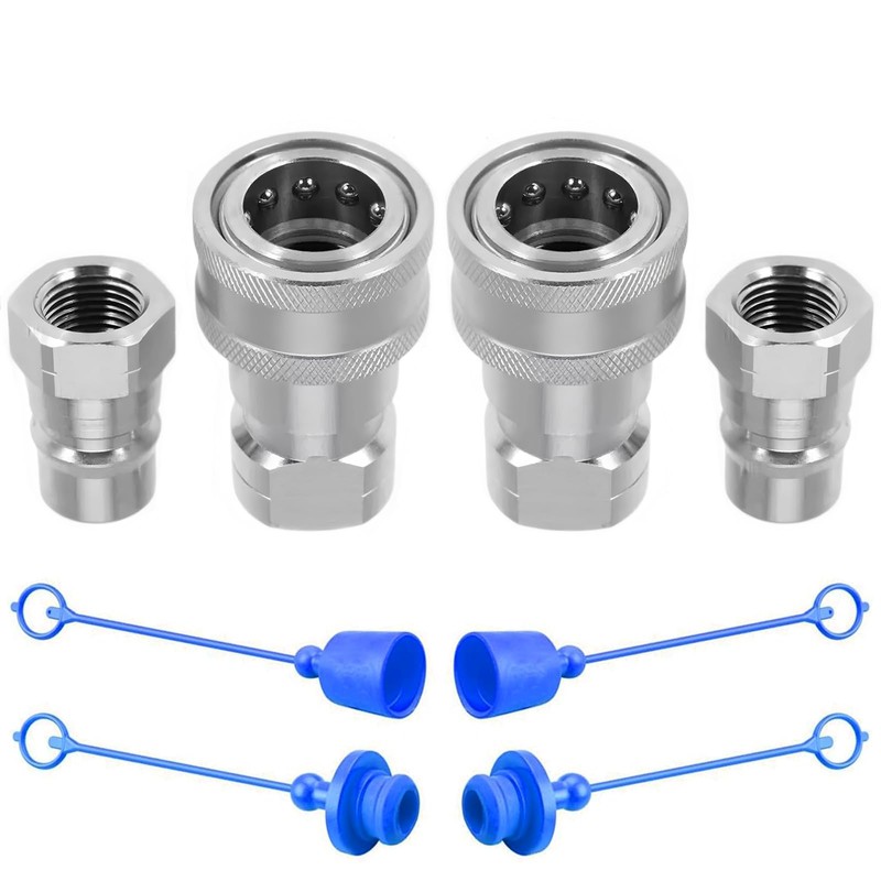 Cplbrb 1/4" NPT Hydraulic Quick Connect Tractor Couplers withDust Caps