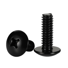 M6-1.0 x 10mm Truss Head Phillips Machine Screws, Full Thread, 18-8 Stainless Steel, Black Oxide Finish, Quantity 25