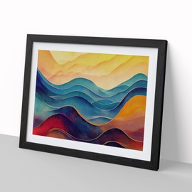 Watercolour Soundwave Art Vol.4 Abstract H1022 Framed Print for Living Room Bedroom Home Office Décor, Wall Art Picture Ready to Hang, Black A4 Frame (34 x 25 cm)