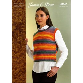 James Brett Womens Double Knit Knitting Pattern Ladies Button Detail Slipover (JB847)
