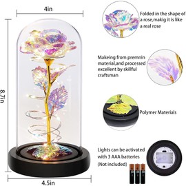 Rosa con Luz LED, Artifical Rose Flores Regalos para Mamá Esposa Novia Abuela, Regalos para el Día de la Madre, Kit de Rosas