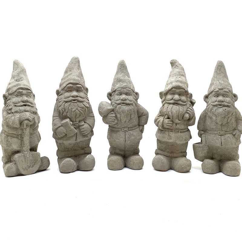Garden Gnome with Bucket: Solid Durable Stone Statue with Vintage
