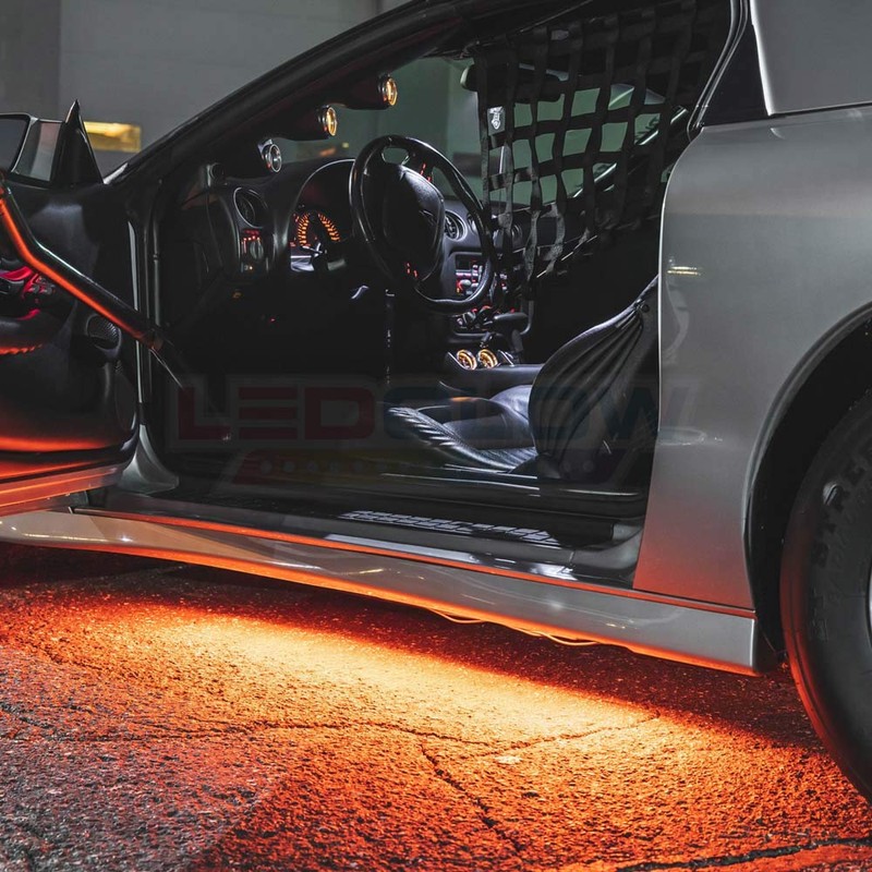 LEDGlow 4pc Orange Flexible Car Slimline LED Underbody Underglow Accent