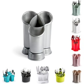 4 Compartments High Grade Plastic Sink Tidy Cutlery Drainer Caddy Holder, Utensil Drainer for Home and Kitchen Drain Box Sink Cleaning Up (Silver - Design 2)