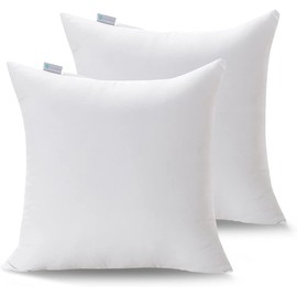 Acanva Decorative Throw Pillow Inserts for Sofa, Bed, Couch and Chair, Square Euro Sham Form Stuffer with Premium Polyester Microfiber, 2 Count (Pack of 1), White