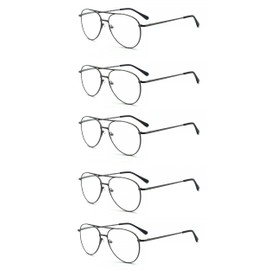 EYE ZOOM 5 Pack Unisex Aviator Style Reading Glasses for Women and Women (Gunmetal, +2.75)