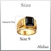 Aloluo Black Onyx Signet Ring for Men Women 18K Gold
