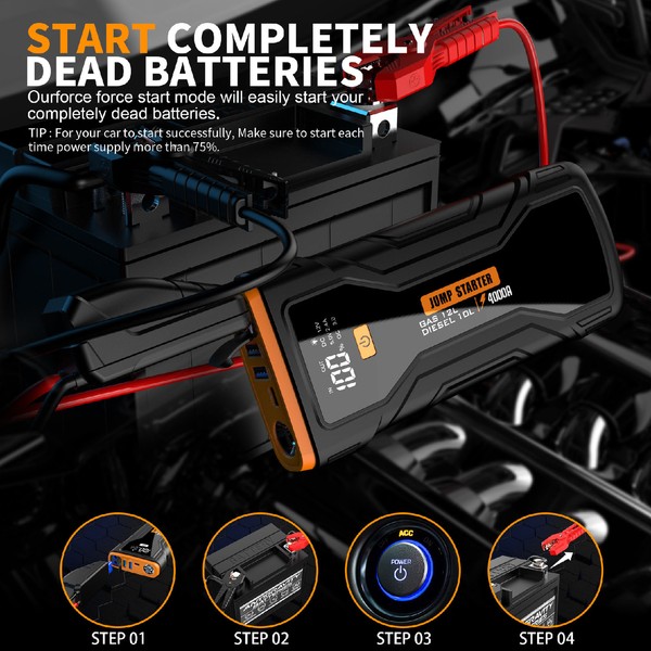 Jump Starter with Tire Inflator Portable 12V Car battery High