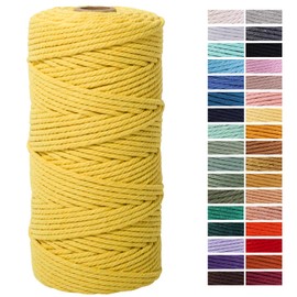 ZXCDINO Yellow Macrame Cord 3mm x 109Yards,Colored Cotton Rope Craft Cord Colorful Cotton Cord Twine for Wall Hanging Plant Hangers Crafts Knitting Decorative Projects