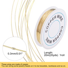 PH PandaHall 26M 0.3mm Golden Copper Wire for Jewellery Making, Copper Craft Wire Tarnish Resistant Copper Beading Wire Gold Craft Jewelry Wire for Jewelry Making Supplies and Crafting, 28 Gauge