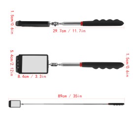 Telescopic inspection mirror with light large telescoping led 360 Inspection Rotating lamp automotive mechanic repair reversing on a stick extendable hand handle car extra held vehicle extended
