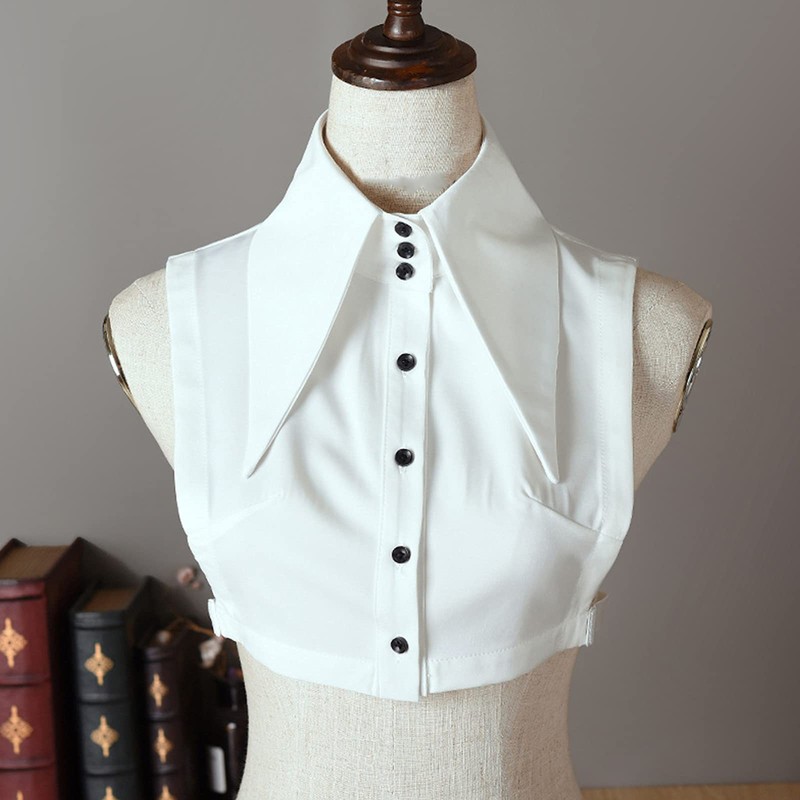 Nawwgy Women Vintage Wide Lapel False Fake Collar Button Detachable