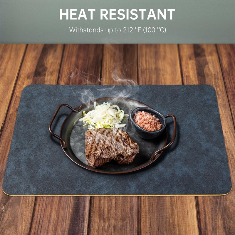 Placemats and Coasters Set of 4, PU Leather Heat-Resistant Table