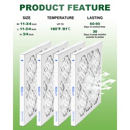 BOOGUAN 12x12x1 MERV 8 Furnace Filters Pleated HVAC AC Furnace Air Filters | 4-Pack
