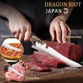 DRAGON RIOT Sharp Boning Knife for Meat Cutting, Full Tang Meat Deboning Knives with Sheath High Carbon Steel for Home Kitchen