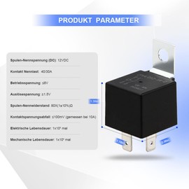 Techie 2 Pack 4 Pin Car Relay,12V 40A with Fixed Plate, AC Starter,Air Conditioner,Heavy Duty Relay Switch,Fit for Cars, Motorcycles, Trucks