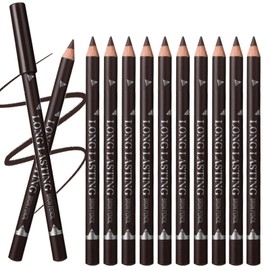 Dark Brown Eyebrow Pencils Set, 12PCS Waterproof Eye Liner Pencils，Long-lasting Dark Brown Eyeliner Pencil Set, Easy to Color Eye Brow Pencils for Women Eye Makeup Pencil
