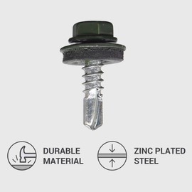 Pack of 150 Metal Roofing Screws 4.8 x 19 mm Self-Drilling Screws with EPDM Washers Painted Hex Washer Tapping Screw (150, RAL 6020)