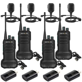 Retevis RB29 2 Way Radio Long Range,Two Way Radios with Waterproof Shoulder Mic,USB Charging Base,Rugged Walkie Talkies Rechargeable for Business Worksite Construction Site Industrial(4 Pack)