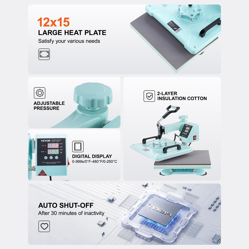 VEVOR Heat Press Machine, 12 x 15 inch, 5 in